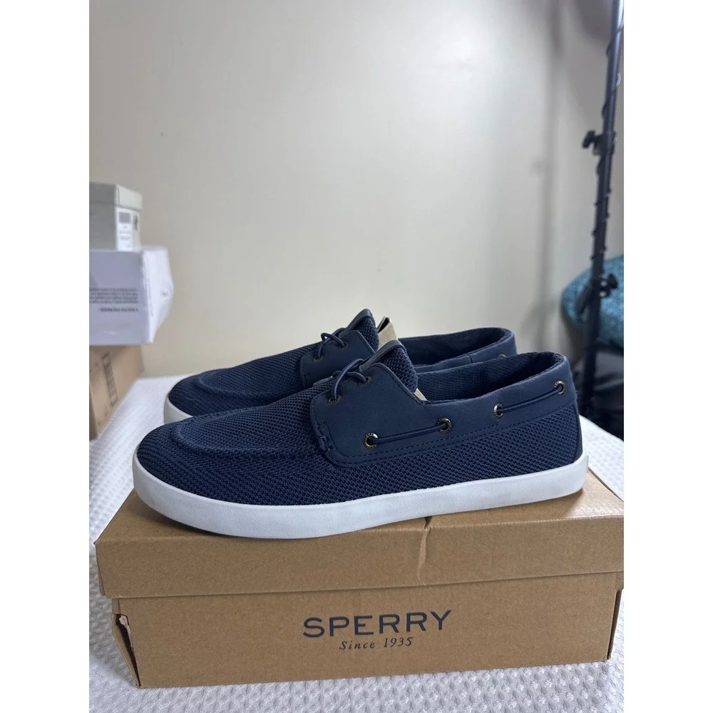 Sperry Boat Shoes Mens 8 Bahama II Knit Navy Marine NIB